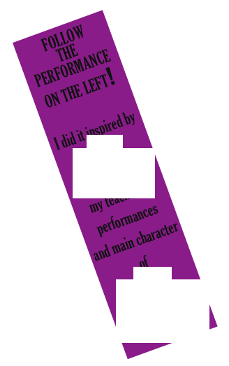 FOLLOW
THE PERFORMANCE
ON THE LEFT!
I did it inspired by
FELO BEHIQUEALTO
my teacher of performances
and main character of
CUBA PERFORMANCES